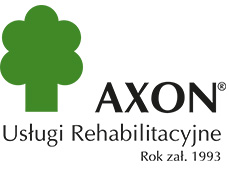 zielone logo AXON Usługi rehabilitacyjne przedstawiające graficzne odwzorowanie drzewa